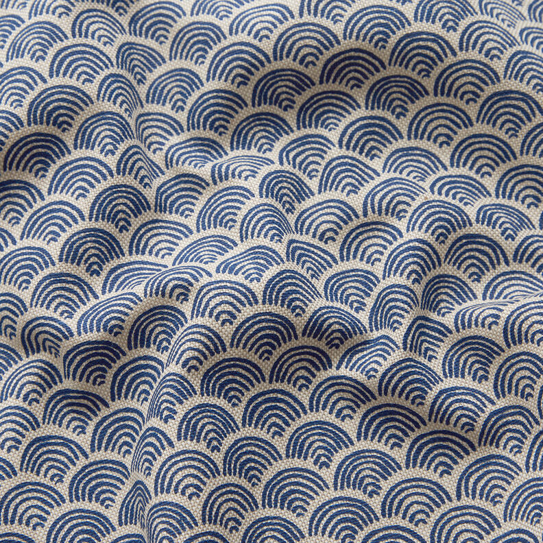 Dekorationstyg Halvpanama Vågrosetter – natur/indigo,  image number 2