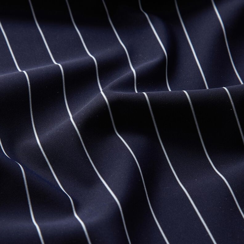stretchigt byxtyg med kritstrecksränder – nattblå/vit,  image number 2