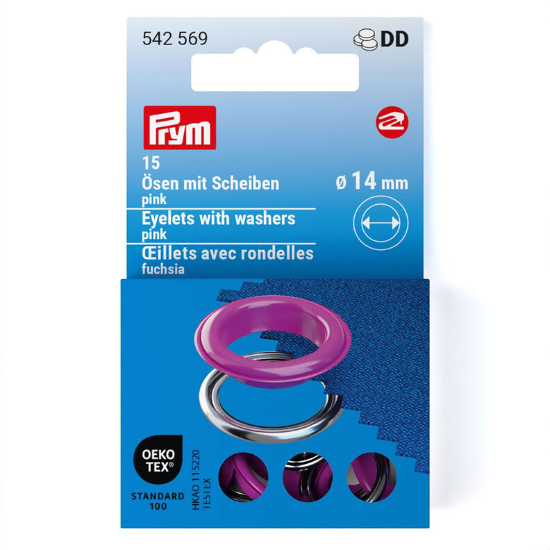 Öljetter med brickor [15 stycken | Ø 14 mm] | Prym – pink/silvermetallic,  image number 1