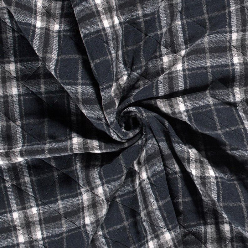 Quiltat tyg rutig – nattblå/stengrå,  image number 3
