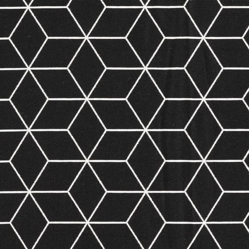 Dekorationstyg Jacquard moderna kuber &ndash; svart/elfenbensvit,  image number 1