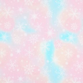 Bomullsjersey snöflingor i akvarellskala | Glitzerpüppi – isblå/rose, 