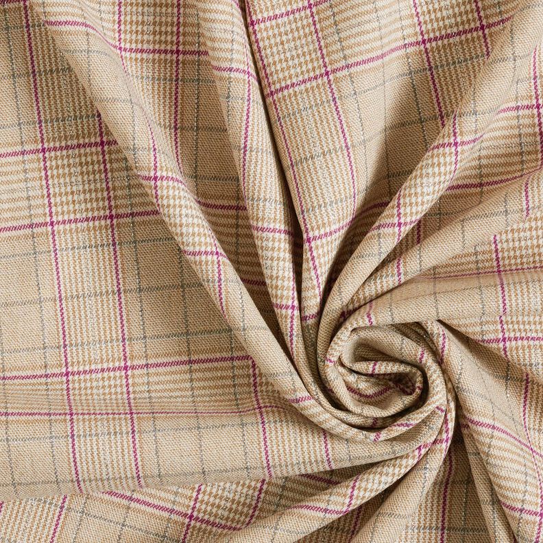 Viskosmix glencheck med lurex – mandel/druva,  image number 3