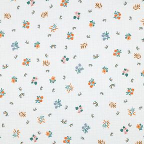 Muslin/Dubbel-krinkelväv småblommor | Poppy Fabrics – elfenbensvit/persikofärgad, 