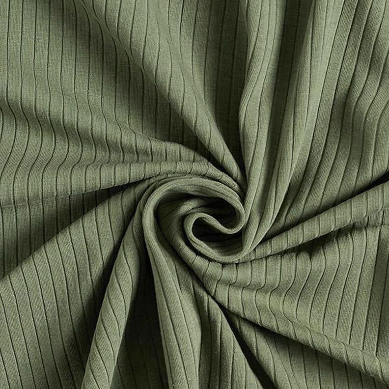 Ribbad jersey Enfärgad – oliv,  image number 1
