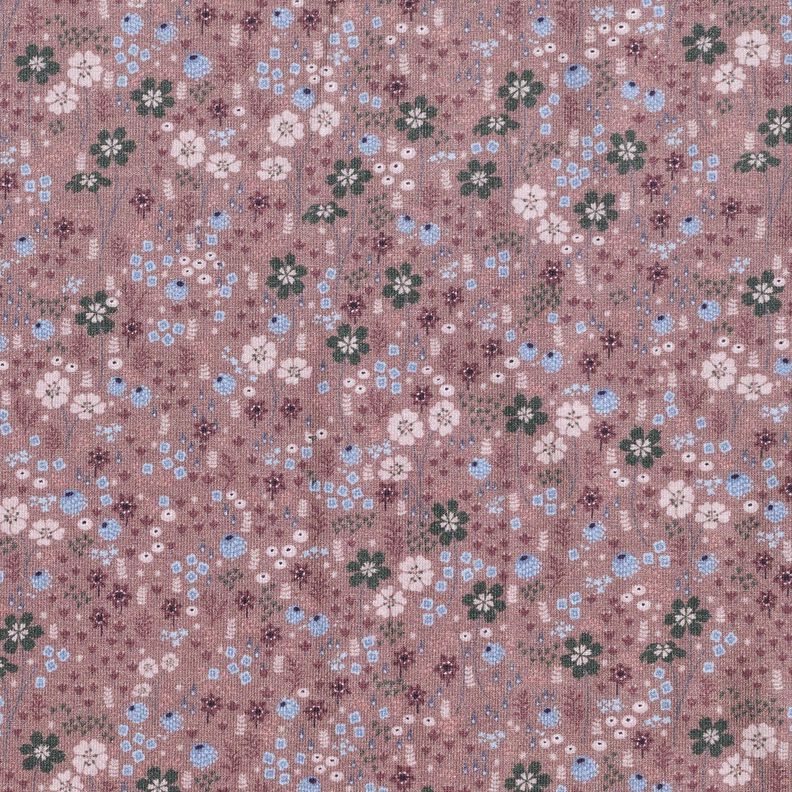 Bomullsjersey skogsblomsteräng Digitaltryck – mörk gammalrosa,  image number 1