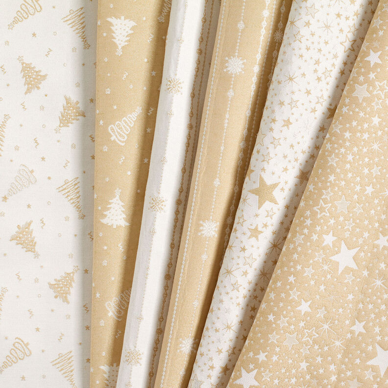 Dekorationstyg Jacquard Lurex Hav av stjärnor – ljusbeige/guld, image number 5