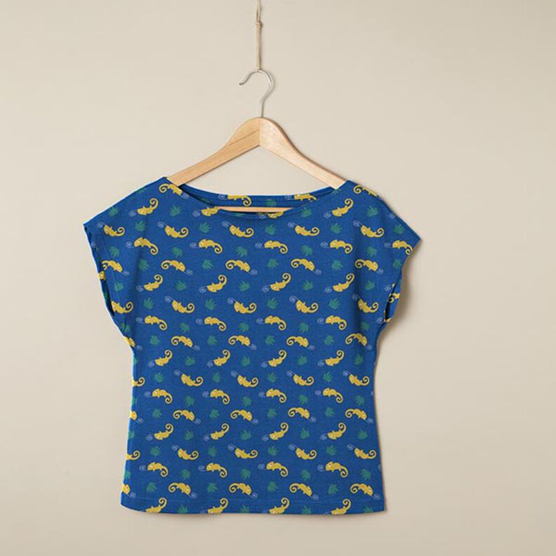 Bomullsjersey Kameleont – jeansblå/mildgrönt,  image number 7