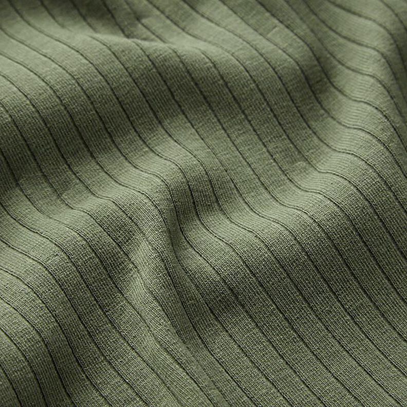 Ribbad jersey Enfärgad – oliv,  image number 3