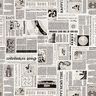 Dekorationstyg Halvpanama retrotidning – vit/svart,  thumbnail number 1
