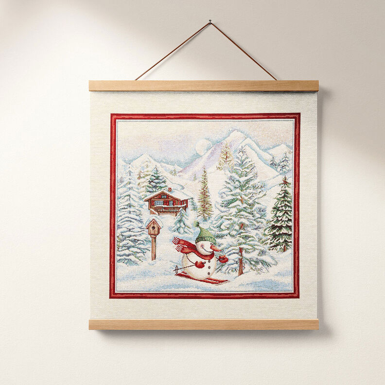 dekorationspanel Gobeläng Snögubbe – karminröd/ljusbeige, image number 7