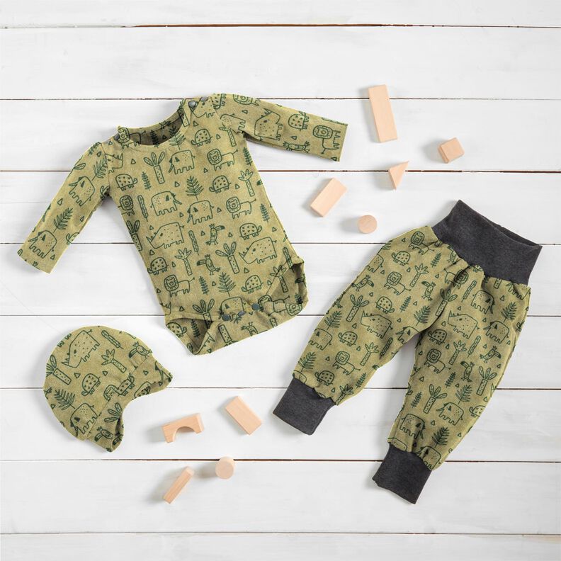 frottéjersey I djungeln – gråbeige,  image number 6