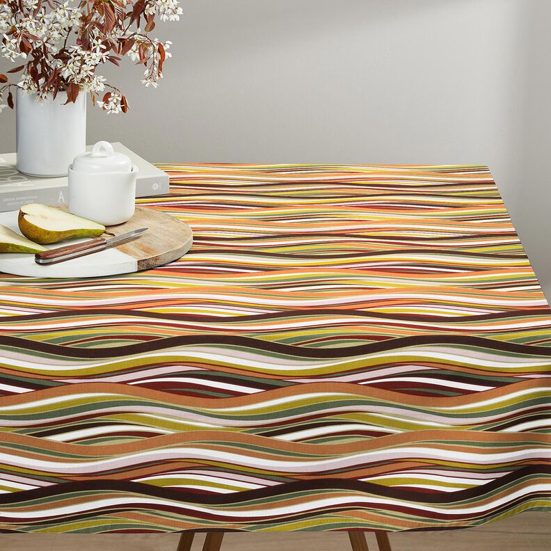 Bomullstyg Kretong b&ouml;jda r&auml;nder &ndash; vit/ljusorange,  image number 5