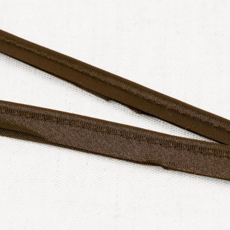 Satin passpoalband [10 mm] – mörkbrun,  image number 1