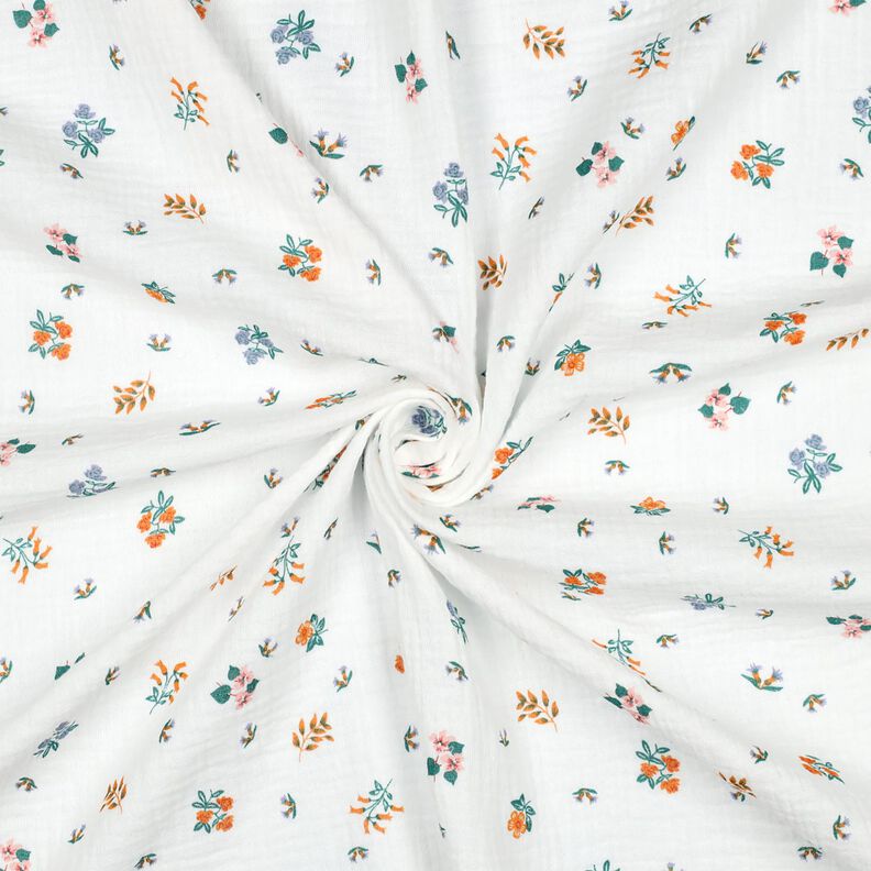 Muslin/Dubbel-krinkelväv småblommor | Poppy Fabrics – elfenbensvit/persikofärgad, image number 3