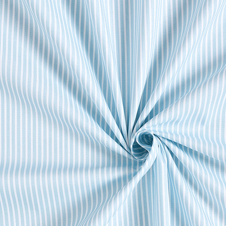 Bomullspoplin Ränder – ljusblått/vit,  image number 3