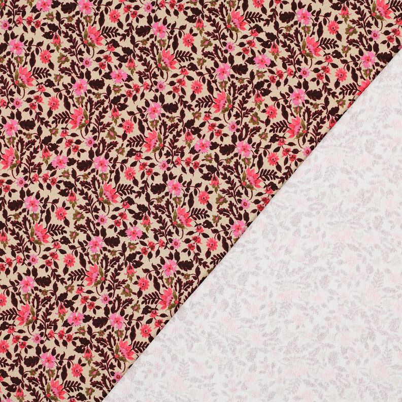 French Terry Sommarsweat små blommor Digitaltryck – cashew/intensiv rosa,  image number 4