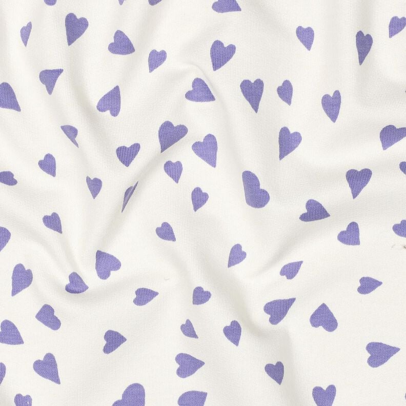 Sommarsweat hjärtan | Poppy Fabrics – elfenbensvit/fläder,  image number 2