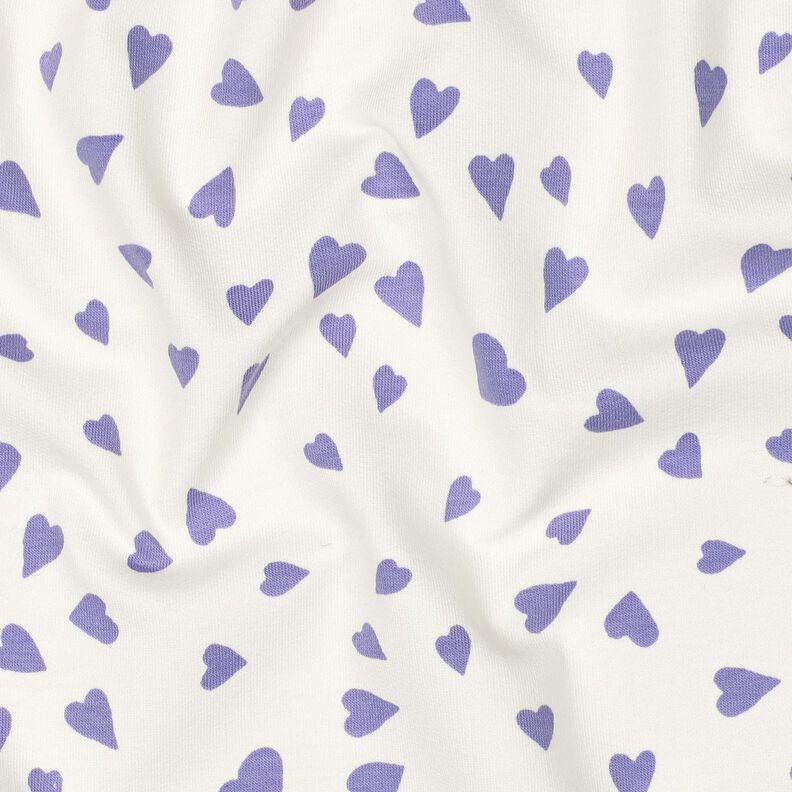 Sommarsweat hjärtan | Poppy Fabrics – elfenbensvit/fläder, image number 2