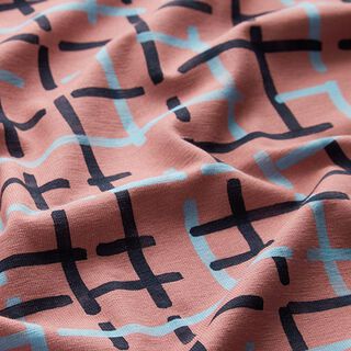 GOTS Bomullsjersey Rutor | Tula – gammalt rosa, 