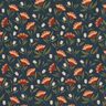 Bomullstyg Poplin filigranblommor – svartblå/terracotta,  thumbnail number 1