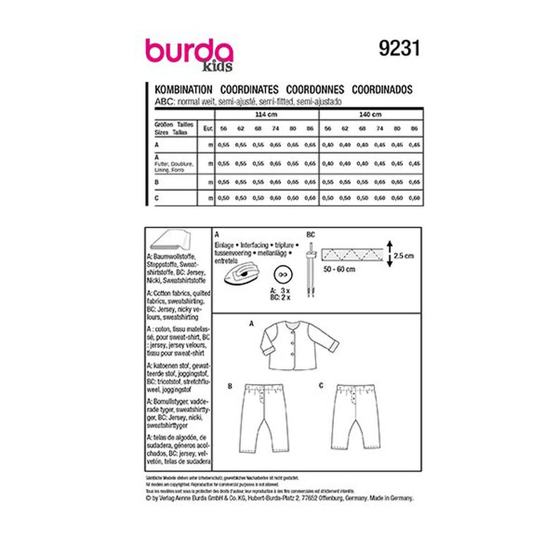 Kombination | Burda 9231 | 56-86,  image number 9