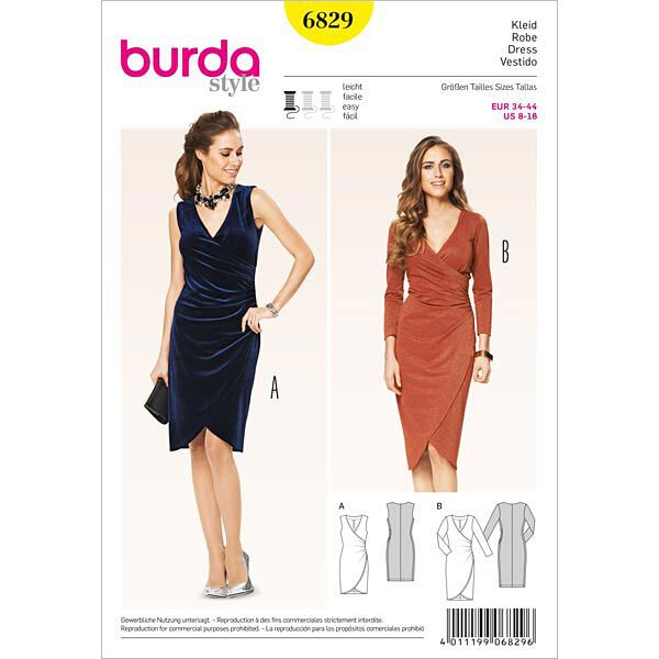 Klänning i omlottstil, Burda 6829, image number 1