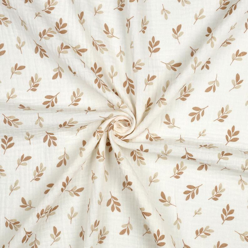Muslin/Dubbel-krinkelväv kvistar | Poppy Fabrics – elfenbensvit/moka,  image number 3