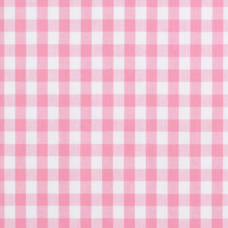 Bomullstyg Vichy rutig 1 cm – rosa/vit,  image number 1
