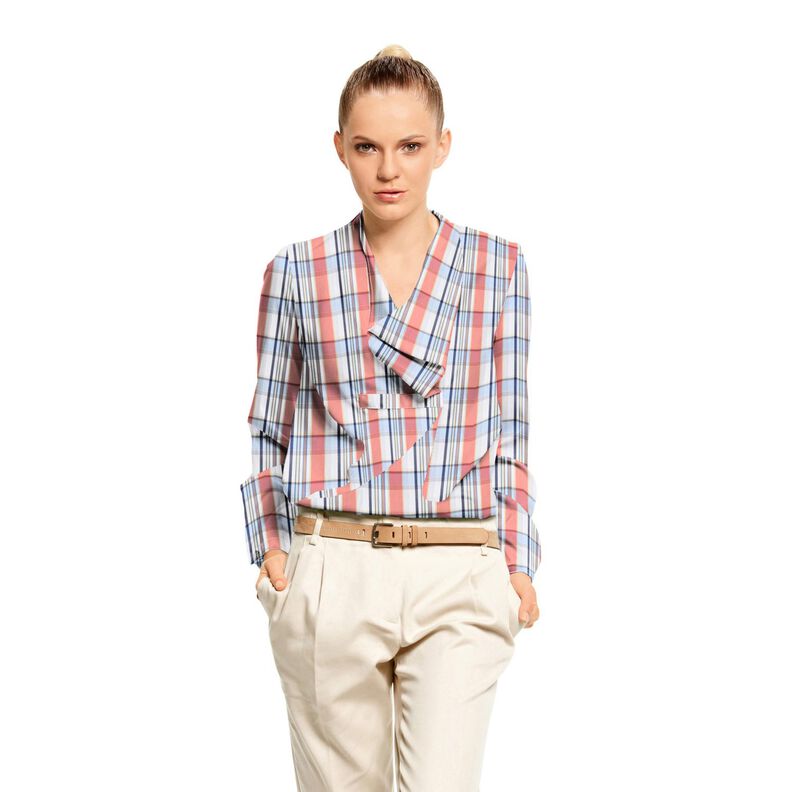 Bomullsmix skotskrutiga blanka r&auml;nder &ndash; korall,  image number 7