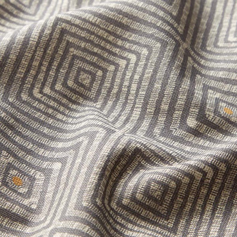 Dekorationstyg Halvpanama Etno-romber – grått/natur,  image number 2