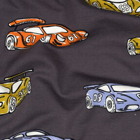 French Terry Sommarsweat Racerbilar | Poppy Fabrics – grå,  French Terry Sommarsweat Racerbilar | Poppy Fabrics – grå,