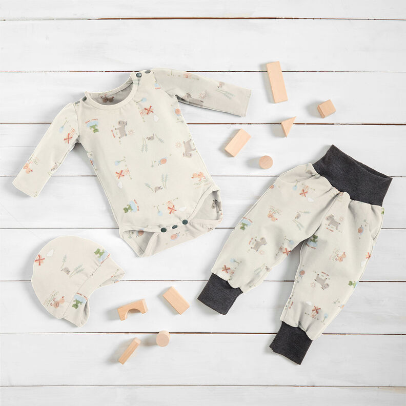 Bomullsjersey Babydjur – yllevit, image number 6
