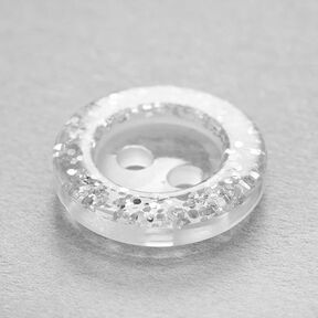 2-håls glitterknapp [ Ø13 mm ] – yllevit, 