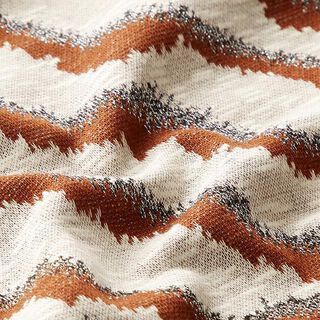 Stickad jacquard glitter zebramönster – yllevit/rådjursbrun, 
