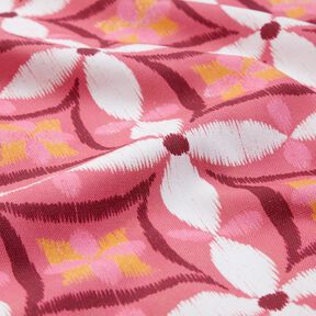 Dekorationstyg Canvas Broderi-look stor – pink/elfenbensvit, 