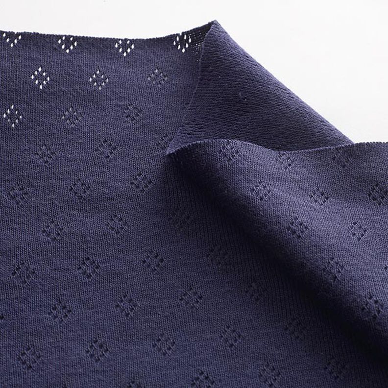 Finstickad jersey med hålmönster – marinblått,  image number 4