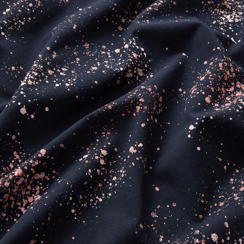 Bomullsjersey Guldspräcklig | Glitzerpüppi – svartblå/mörk gammelrosa,  image number 2