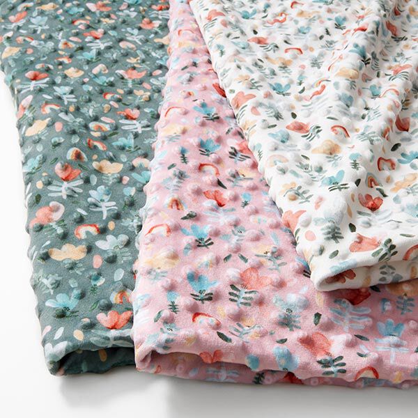 Mysfleece präglade prickar och blommor – rosa, image number 5