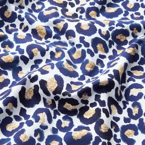 Bomullsjersey Leopard med guldfläckar | Glitzerpüppi – vit/indigo, 
