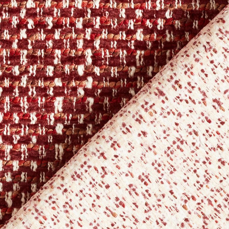 Stoppningstyg färgglad bouclé-look – bordeauxröd/kräm,  image number 3