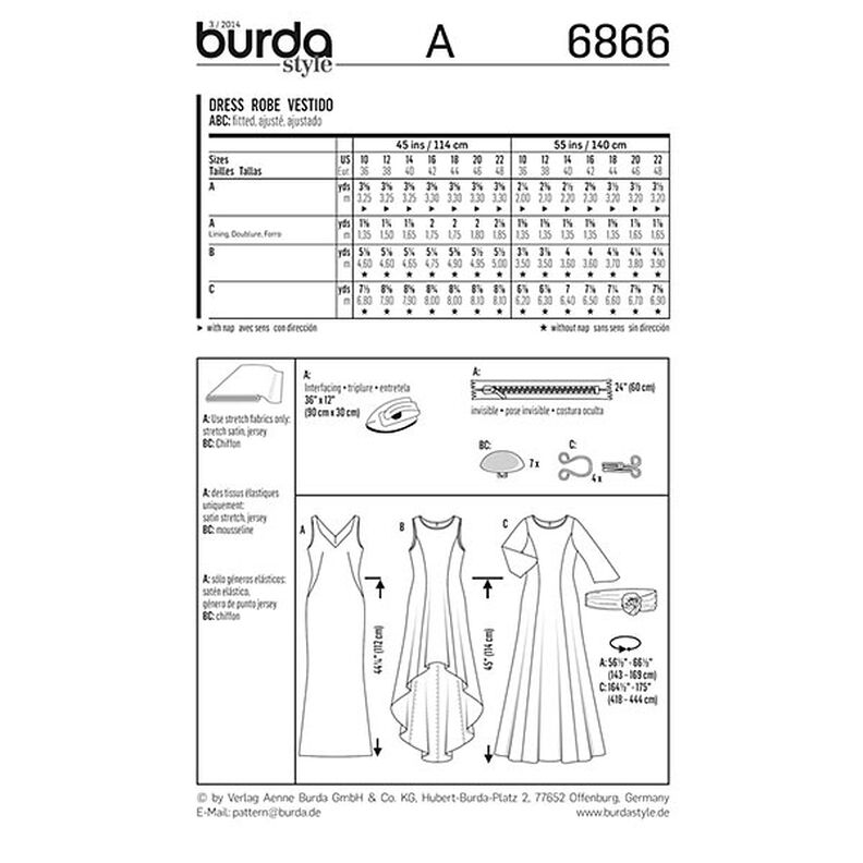 Aftonklänning / Överklänning, Burda 6866,  image number 4