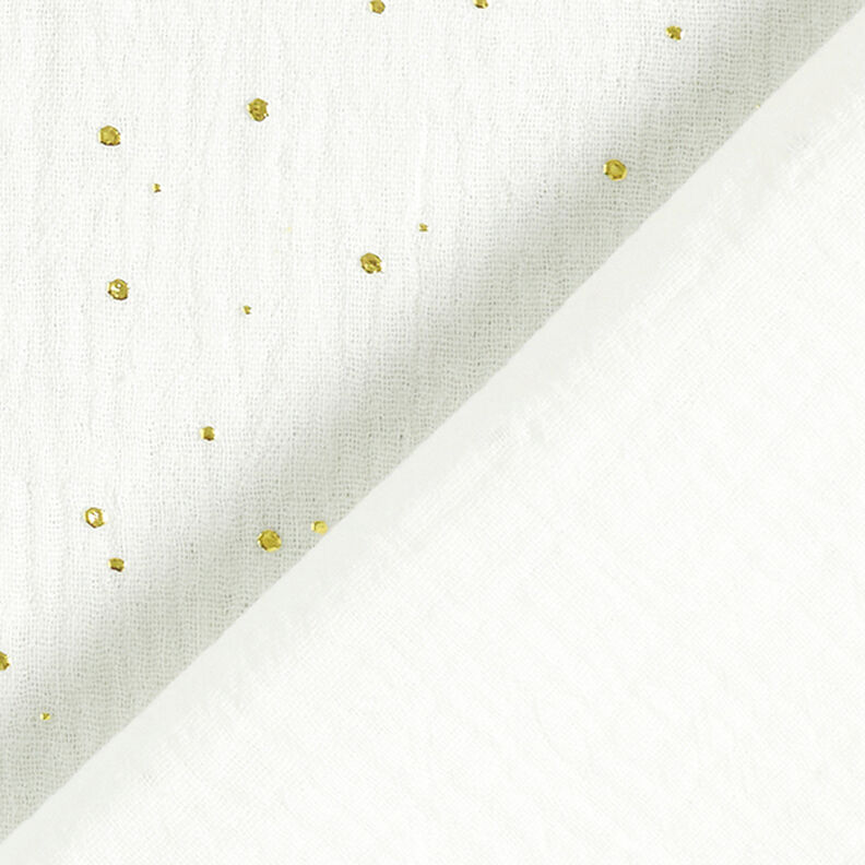 Bomull Muslin Spridda guldfläckar – vit/guld,  image number 4