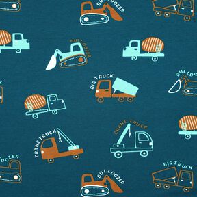 Sweatshirt Ruggad byggplatsfordon | Poppy Fabrics – havsblå/eukalyptus, 