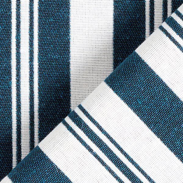 Dekorationstyg Jacquard ränder – havsblå/vit, image number 4