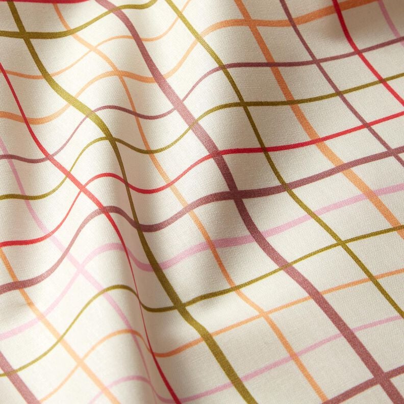 Behandlad bomull Färgglada rutor – beige/röd,  image number 3