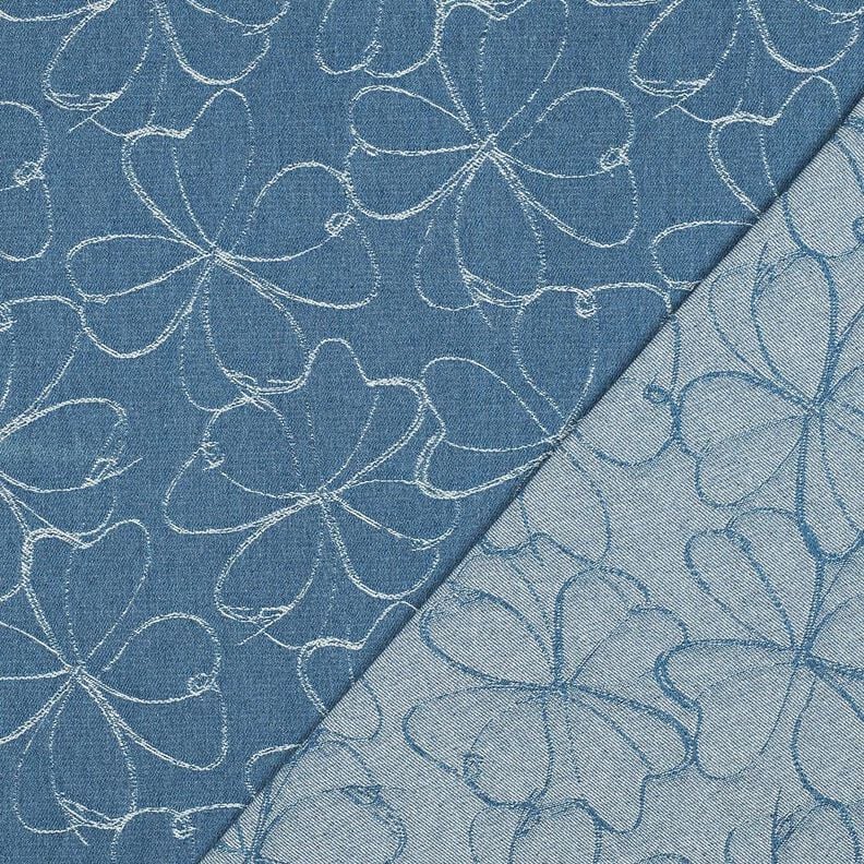 Jeans Jacquard blommor | Poppy Fabrics – jeansblå,  image number 4