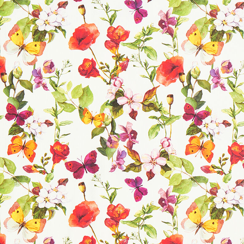 Outdoortyg Canvas Blommor och fjärilar – vit/lila, image number 1