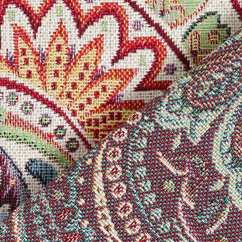 dekorationstyg gobeläng färgglad paisley – yllevit, image number 4