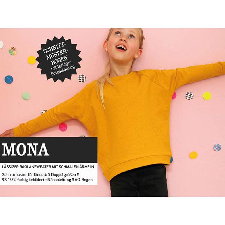 MONA - raglansweater med smala ärmar, Studio Schnittreif  | 98 - 152,  image number 1